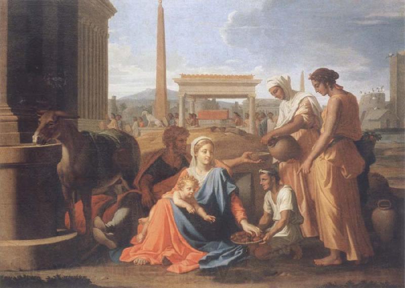 Nicolas Poussin The hl, Famile in Agypten Norge oil painting art